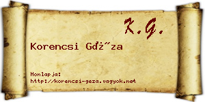 Korencsi Géza névjegykártya
