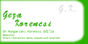 geza korencsi business card